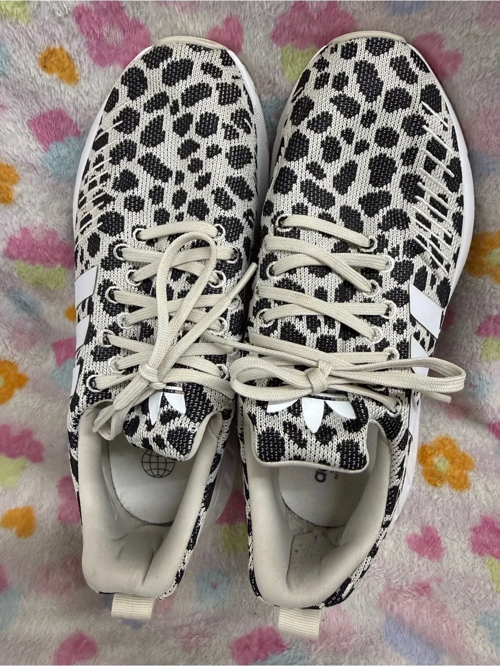 adidas Women's Leopard Knit Sneakers - Cream & Black